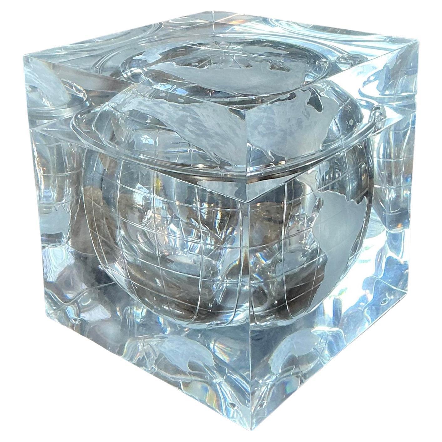 Vintage Boho Alessandro Albrizzi Lucite Globe Ice Bucket