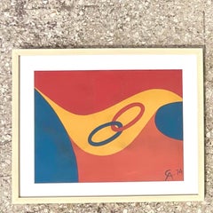 Vintage Boho Alexander Calder 1974 Stamped Lithograph for Braniff Airlines