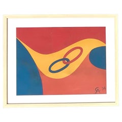 Vintage Boho Alexander Calder 1974 Stamped Lithograph for Braniff Airlines