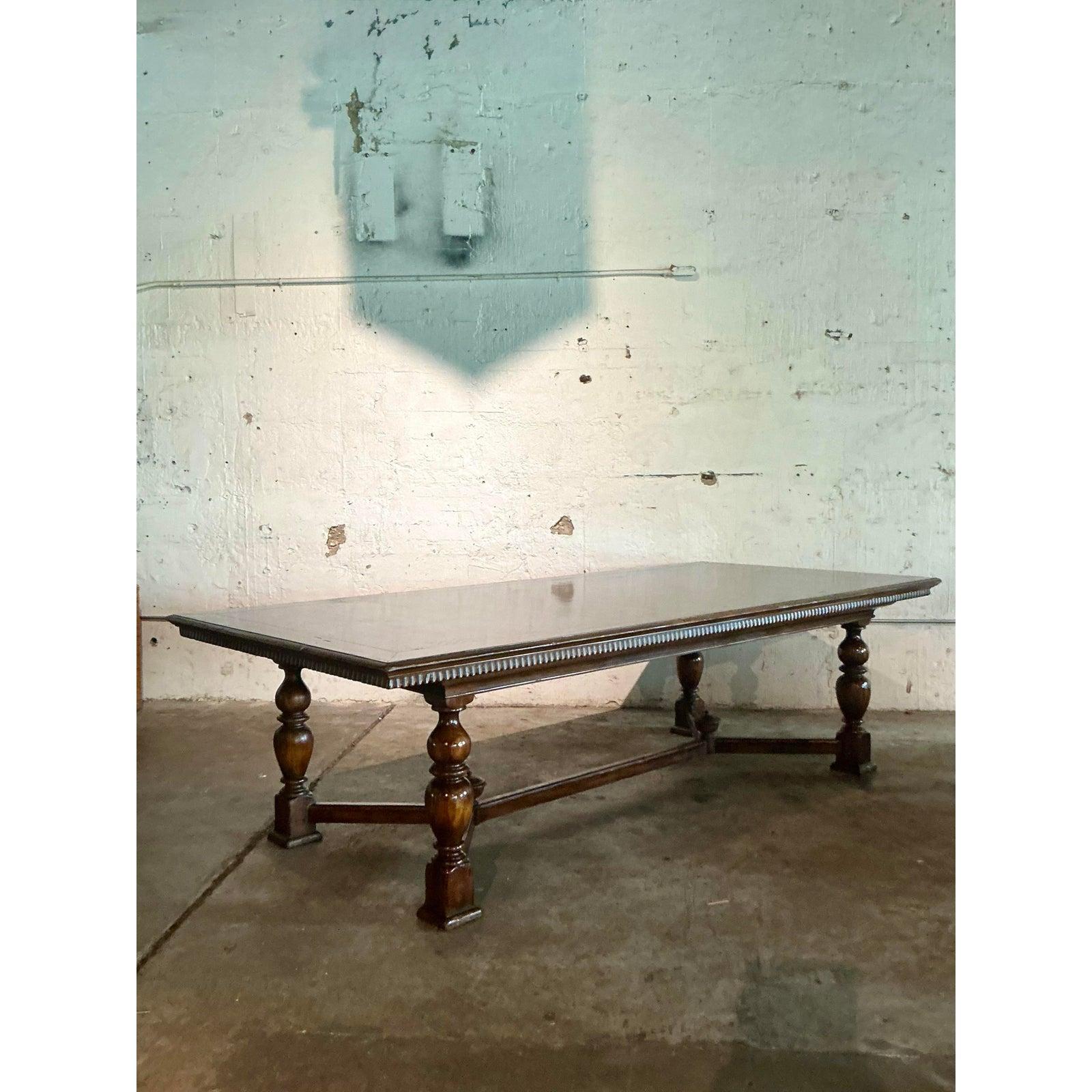 Vintage Boho Alfonso Marina Monumental Turned Wood Dining Table For Sale 4
