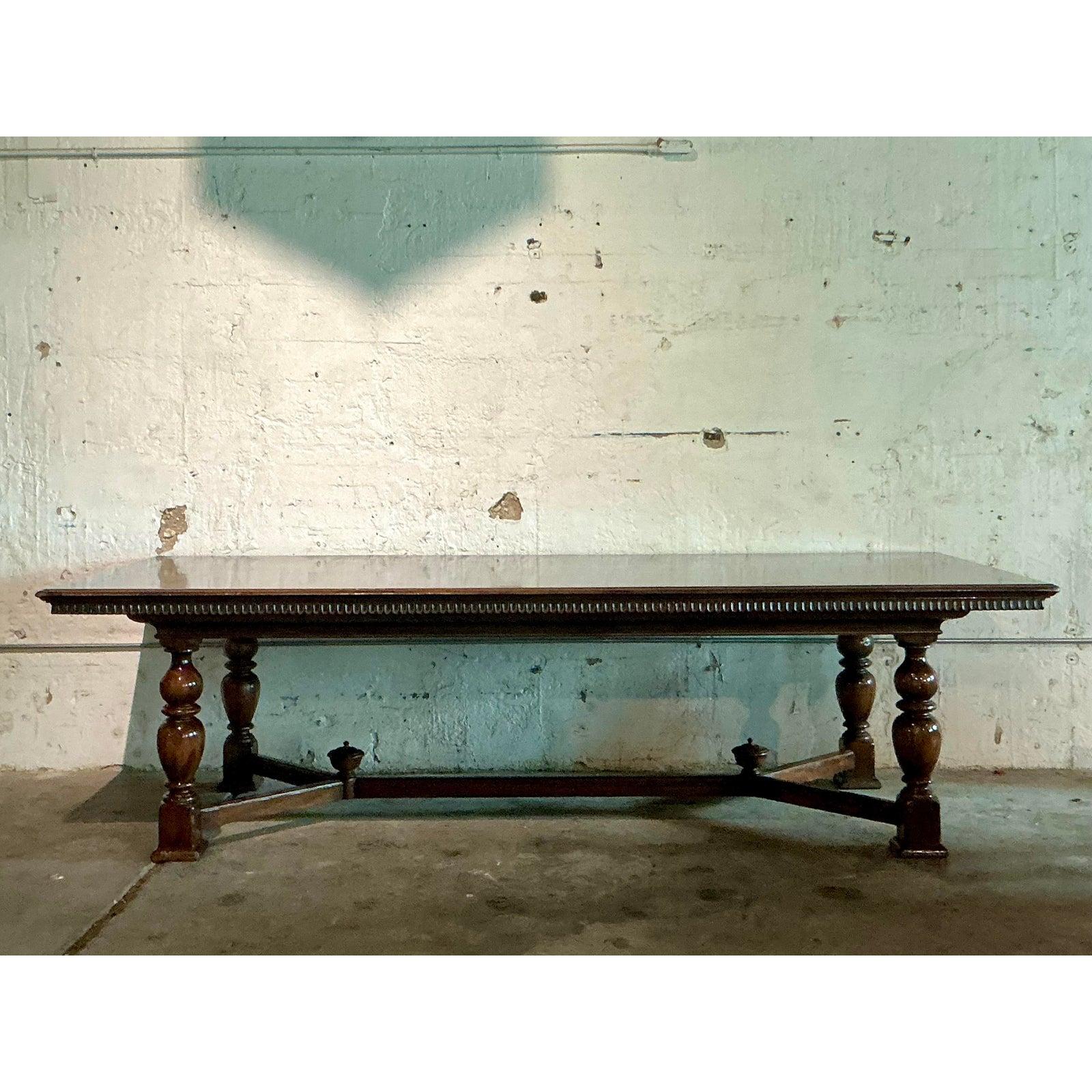 Vintage Boho Alfonso Marina Monumental Turned Wood Dining Table For Sale 6