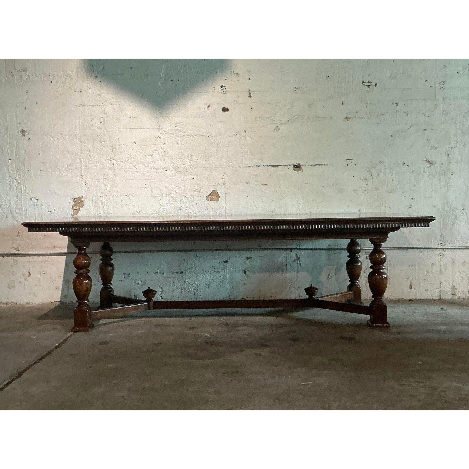 Vintage Boho Alfonso Marina Monumental Turned Wood Dining Table In Good Condition For Sale In West Palm Beach, FL