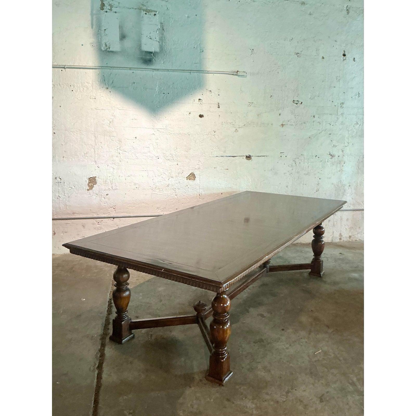 20th Century Vintage Boho Alfonso Marina Monumental Turned Wood Dining Table For Sale