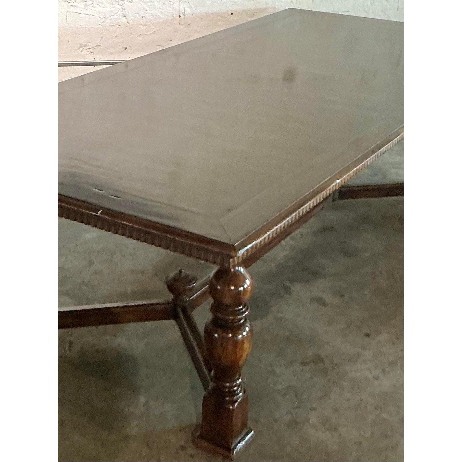 Vintage Boho Alfonso Marina Monumental Turned Wood Dining Table For Sale 2