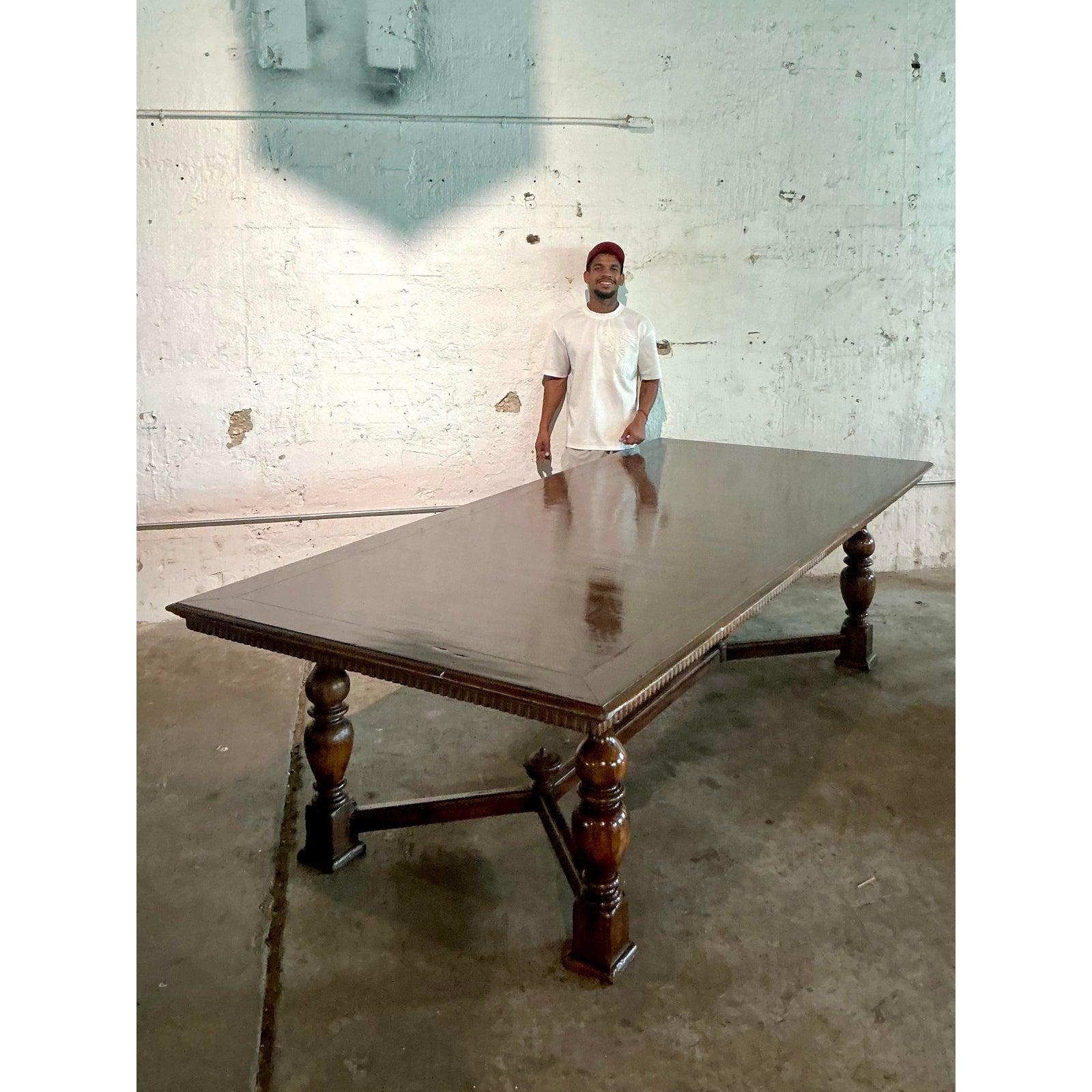 Vintage Boho Alfonso Marina Monumental Turned Wood Dining Table For Sale 3