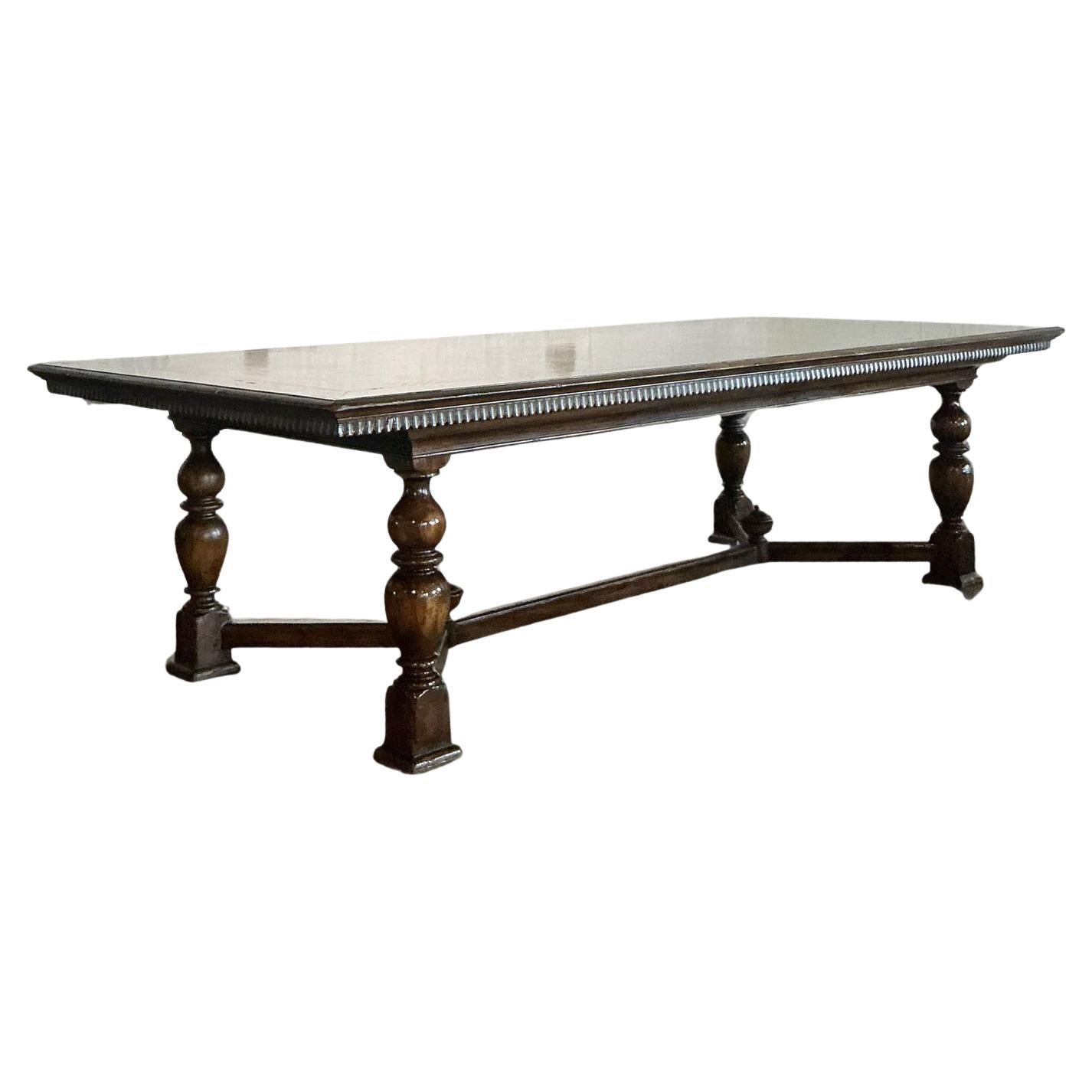 Vintage Boho Alfonso Marina Monumental Turned Wood Dining Table For Sale