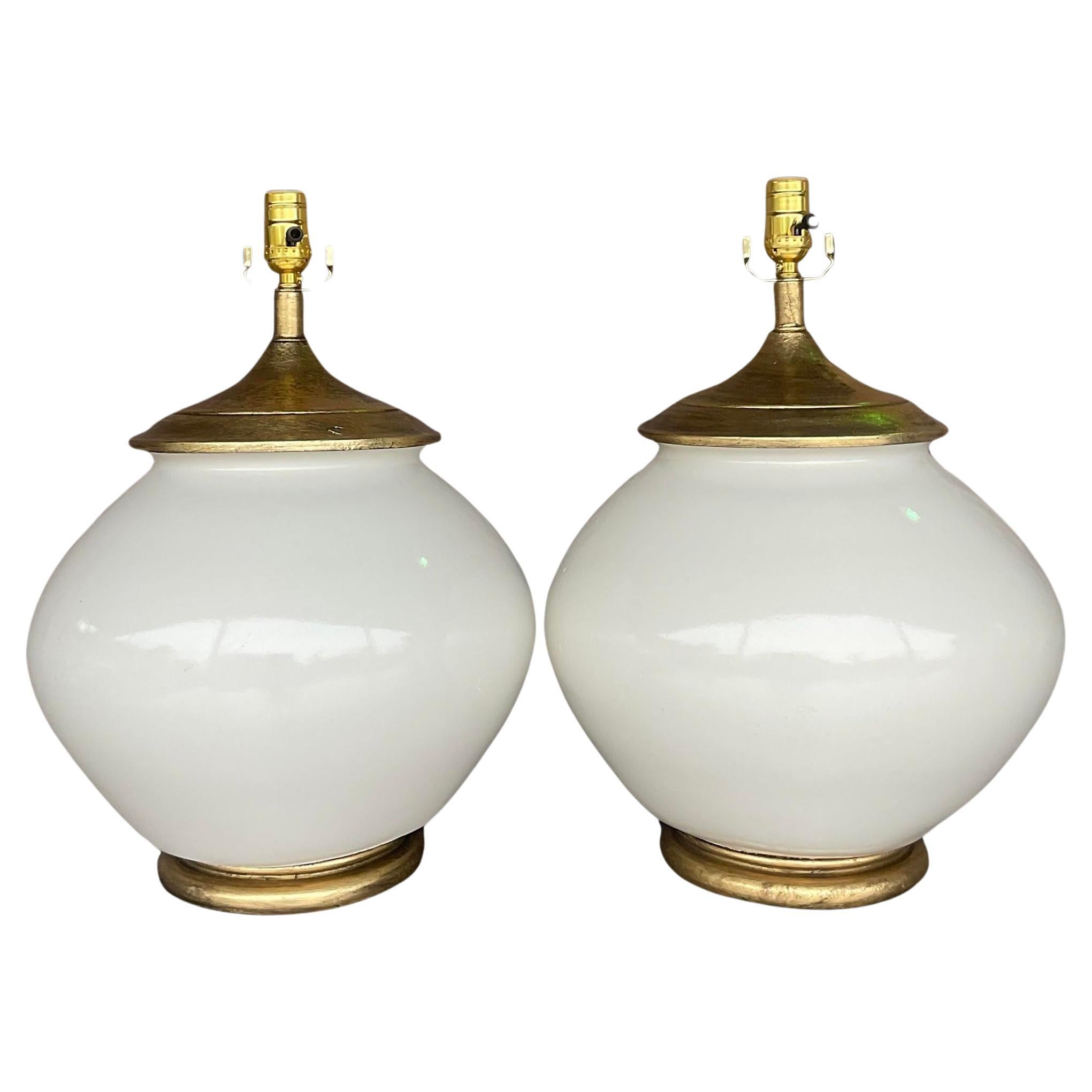 Vintage Boho Alsy Glazed Ceramic Lamps - a Pair For Sale