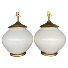 Vintage Boho Alsy Glazed Ceramic Lamps - a Pair