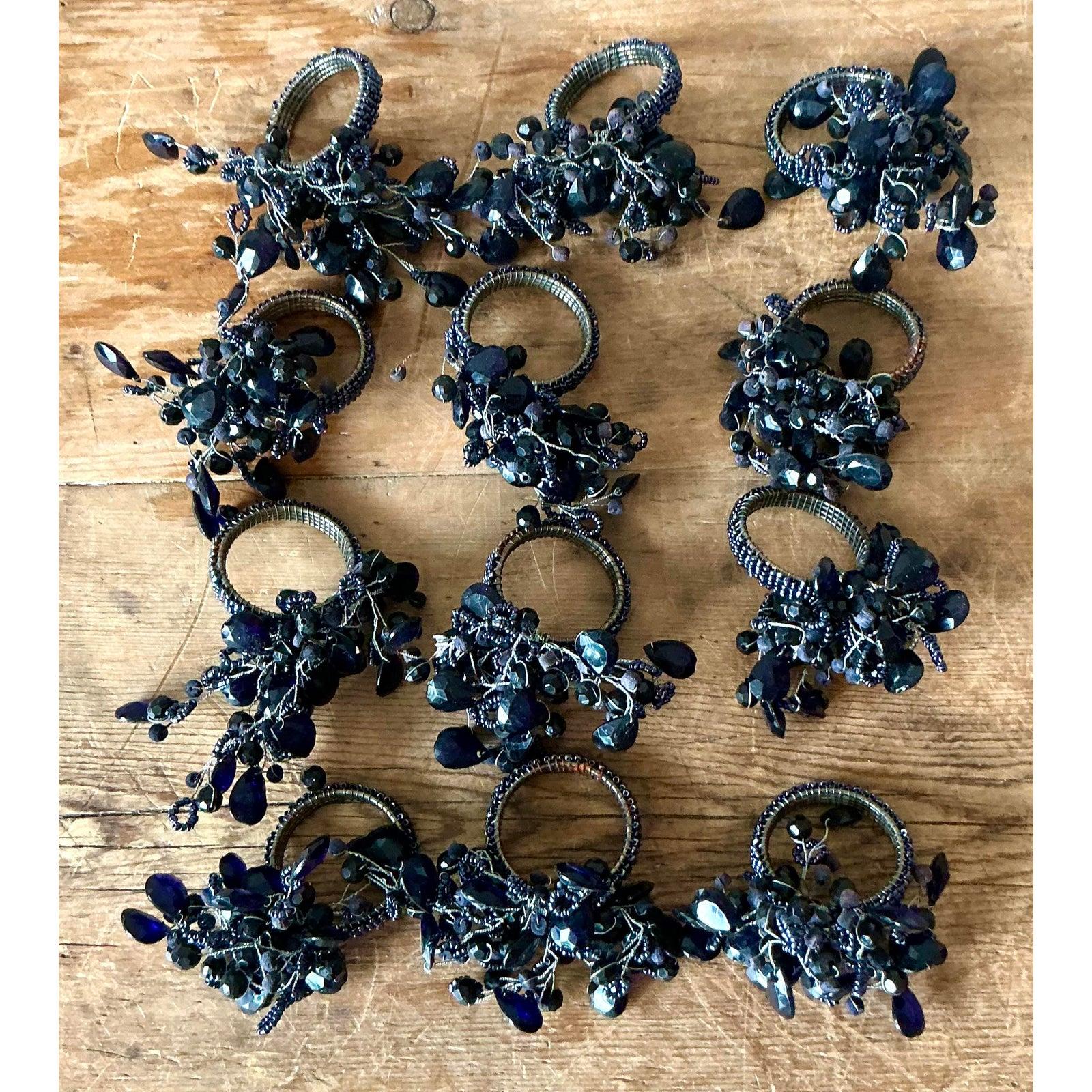 Vintage Boho Amethyst Crystal Napkin Rings - Set of 12 im Angebot 1