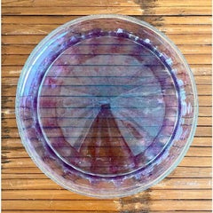 Vintage Boho Amethyst Handblown Glass Bowl With Scalloped Edge