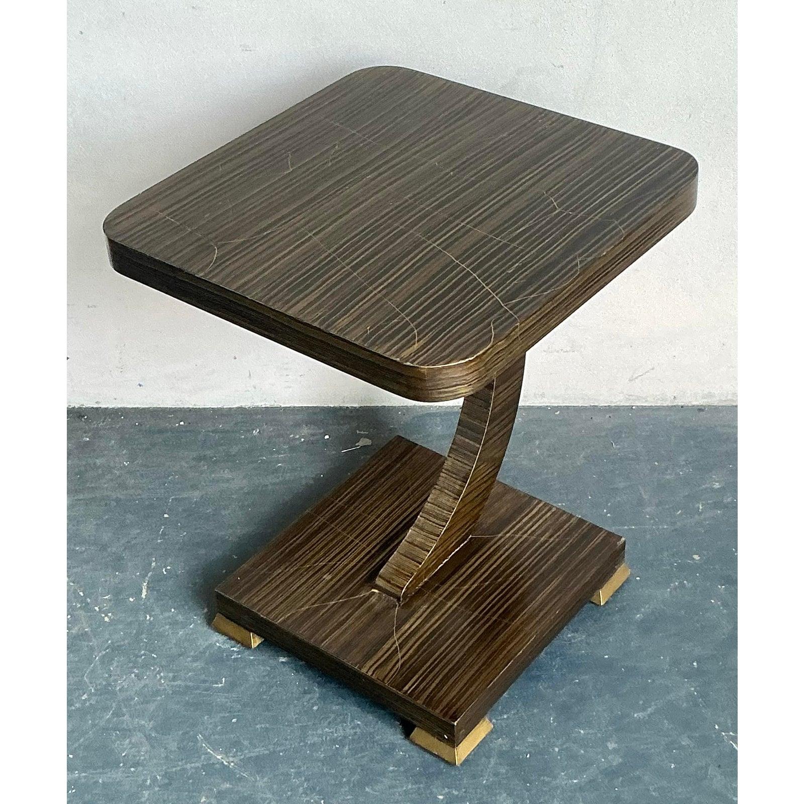 Mesa auxiliar vintage boho Amy Howard con punta dorada en Bueno estado para la venta en West Palm Beach, FL