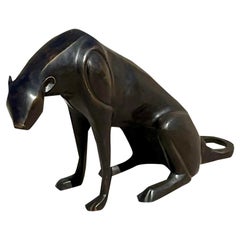 Vintage Boho Angled Bronze Life Size Panther