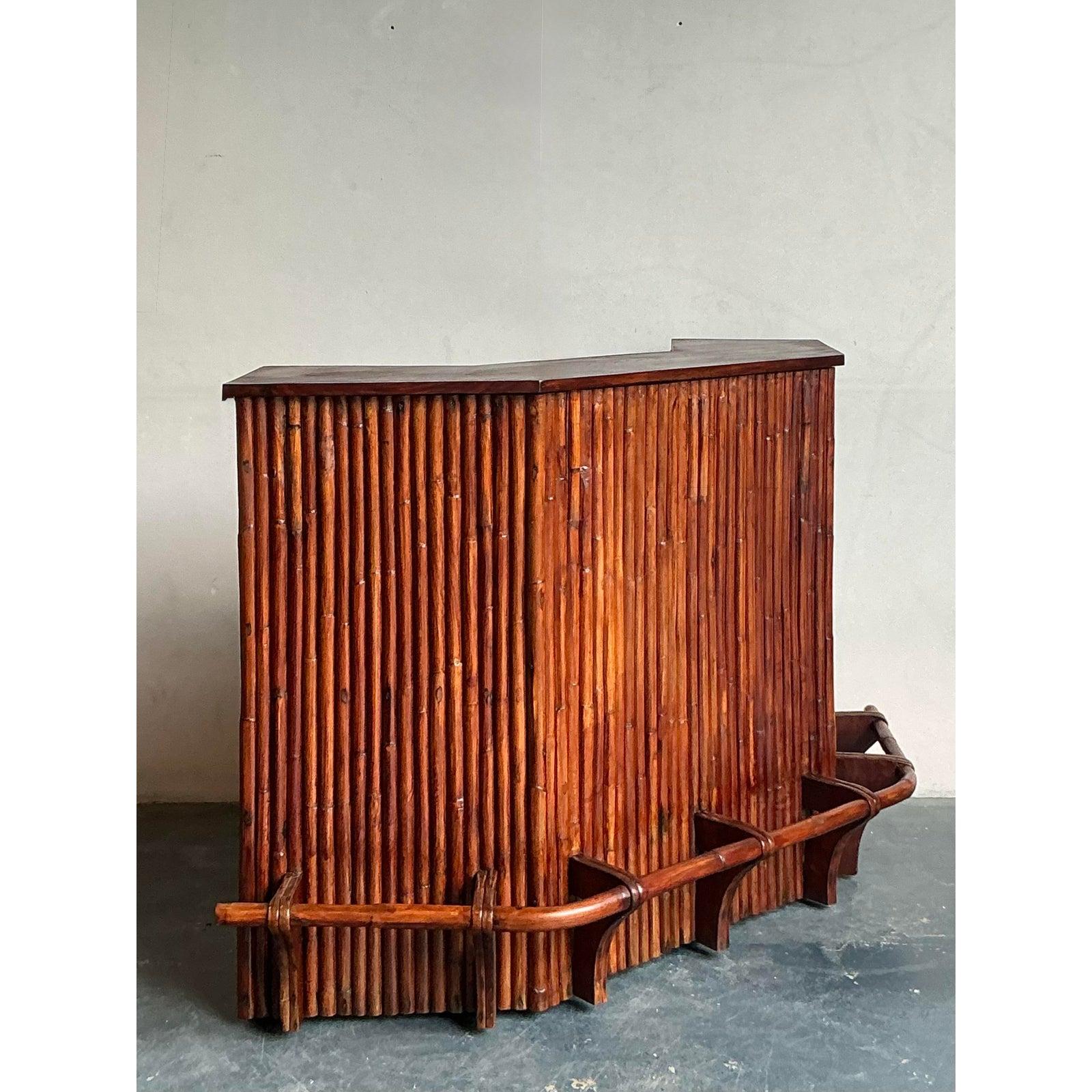 Barra Seca Boho Vintage de Ratán en Ángulo en venta 3