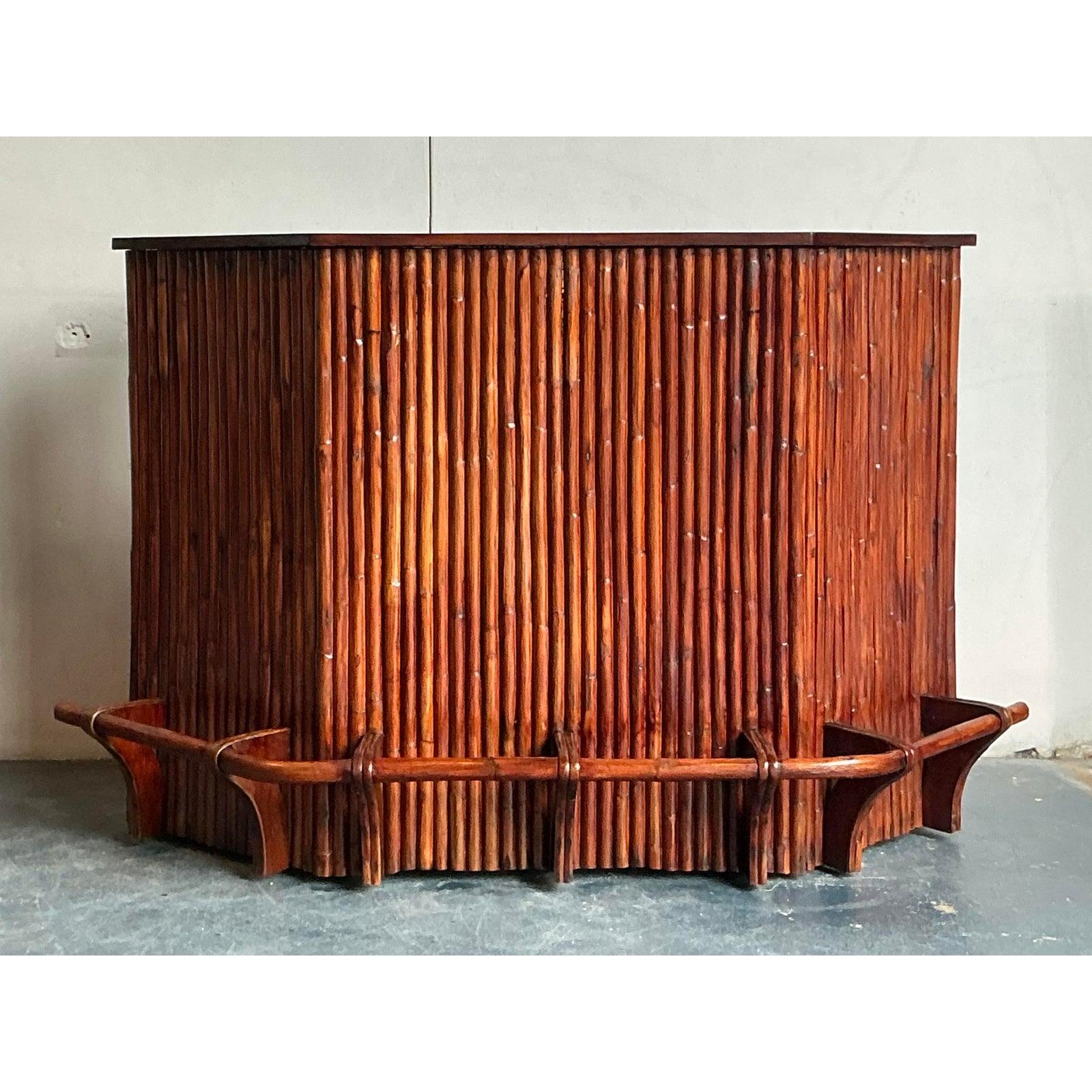 Barra Seca Boho Vintage de Ratán en Ángulo en venta 4