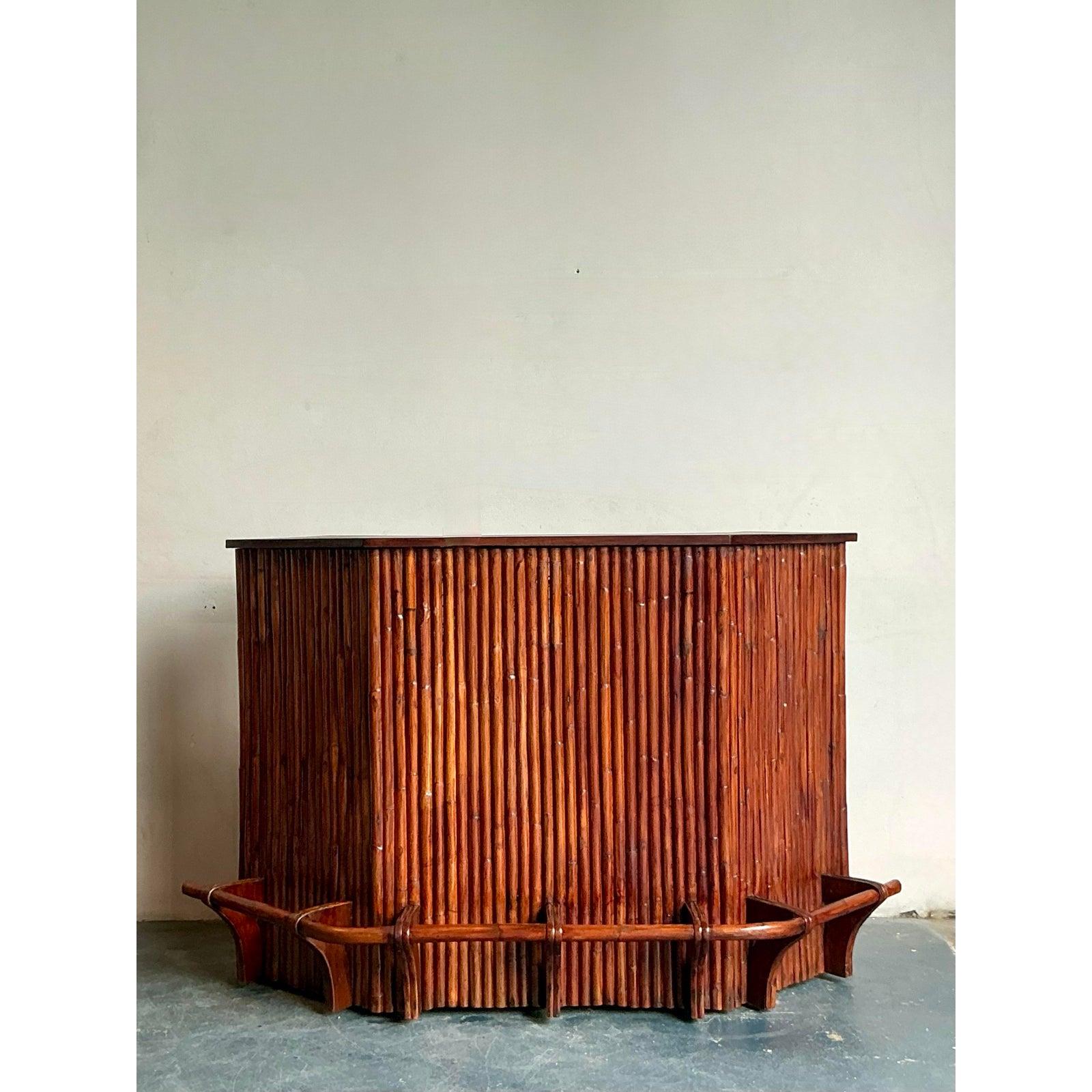 Barra Seca Boho Vintage de Ratán en Ángulo en venta 1