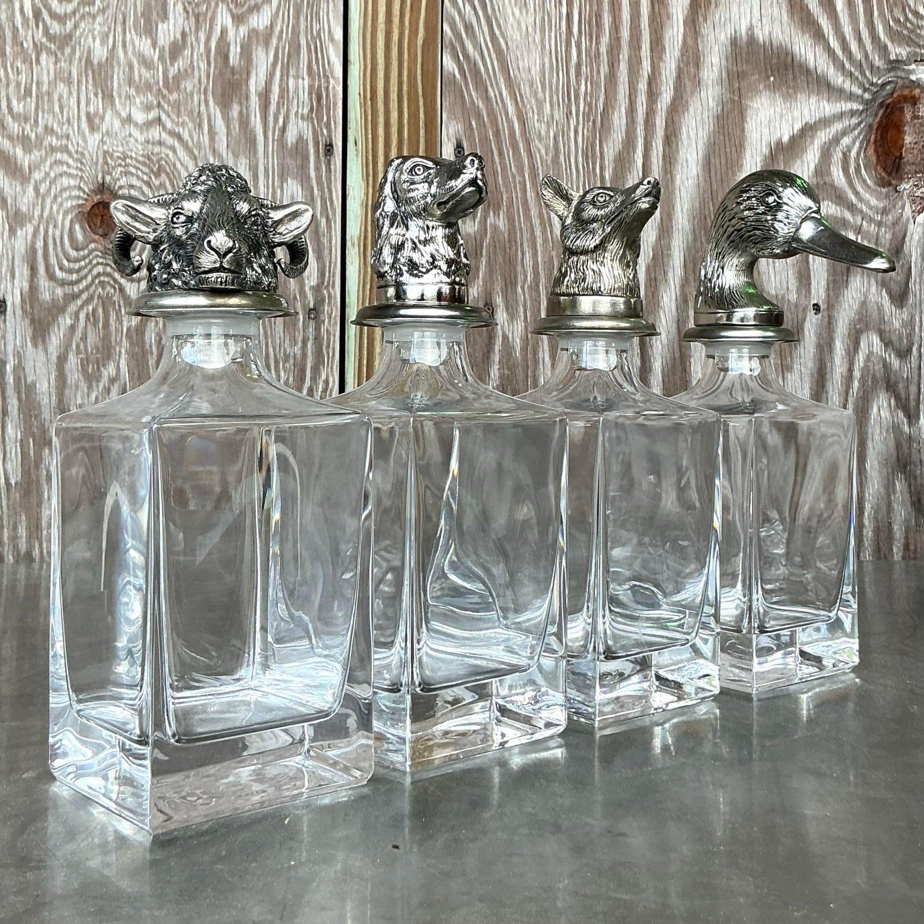 Vintage Boho Animal Head Decanters- Set of 4 4