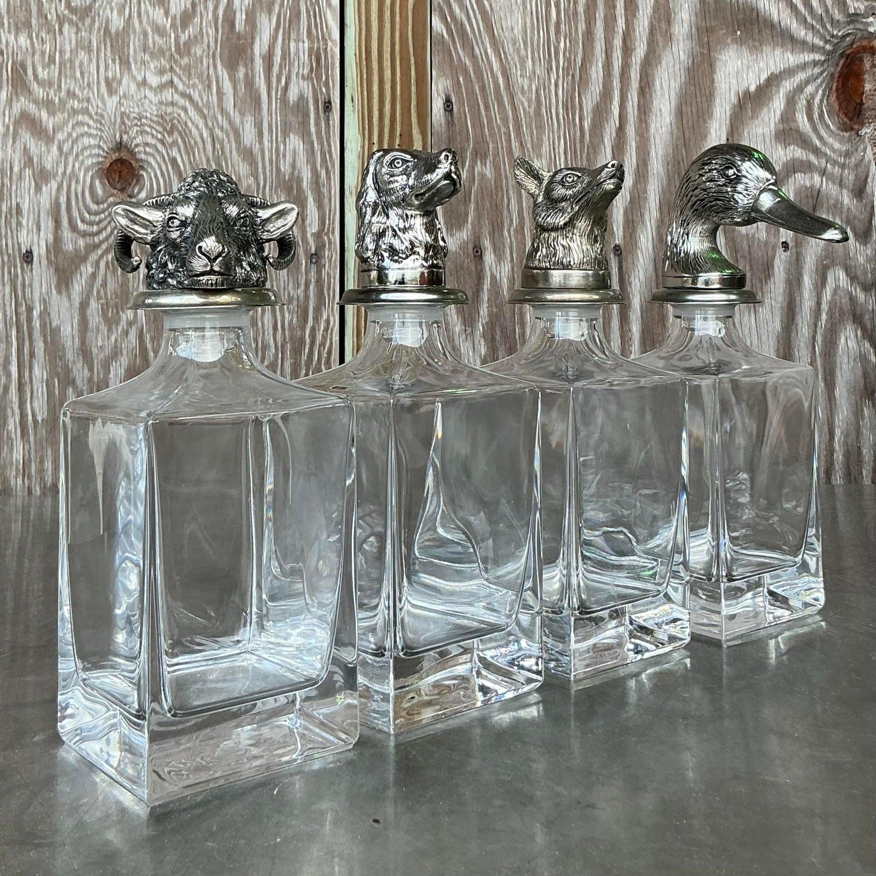 Vintage Boho Animal Head Decanters- Set of 4 5