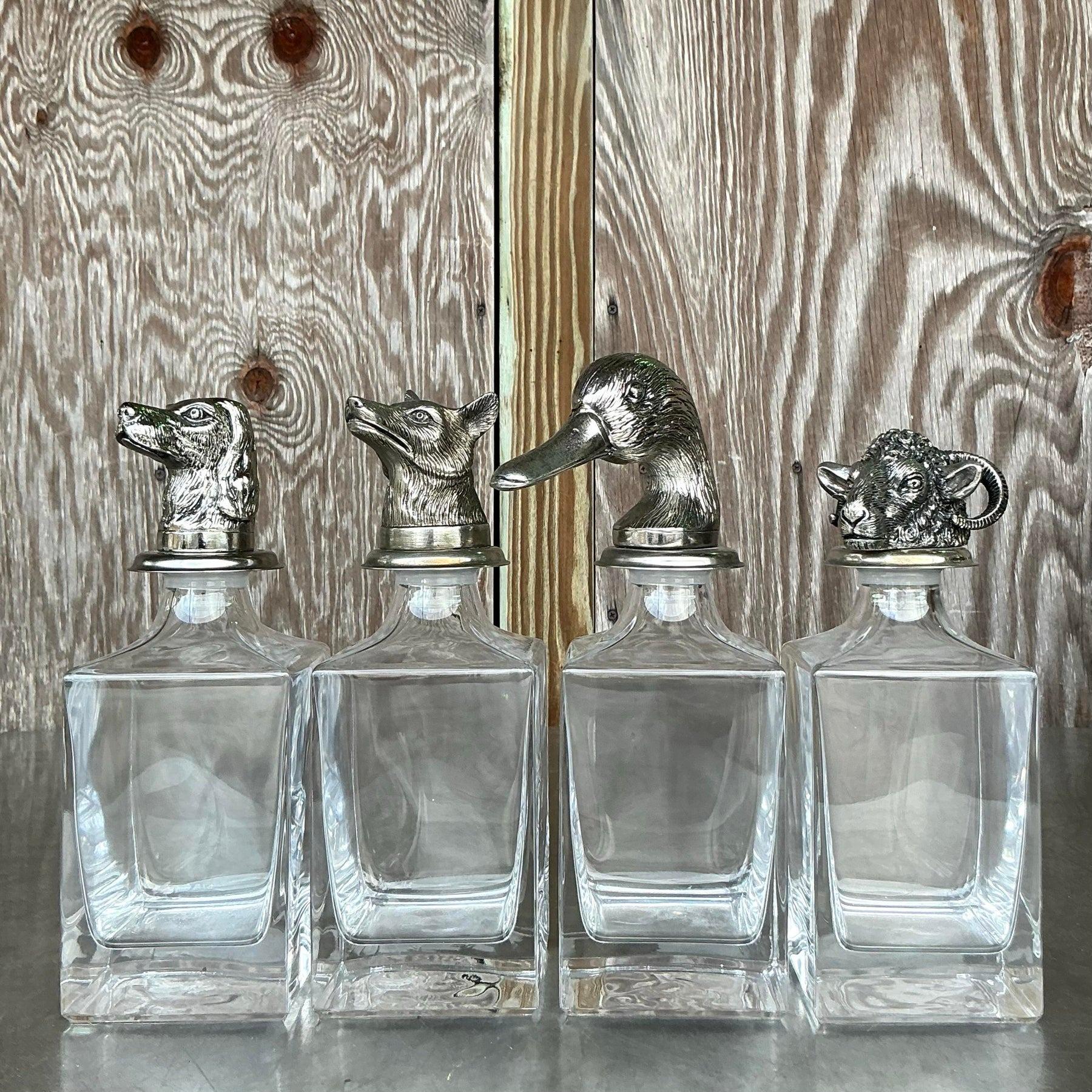 American Vintage Boho Animal Head Decanters- Set of 4