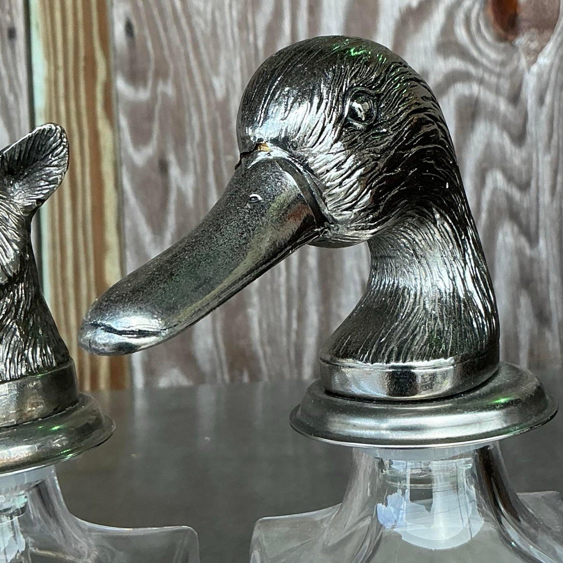 Metal Vintage Boho Animal Head Decanters- Set of 4