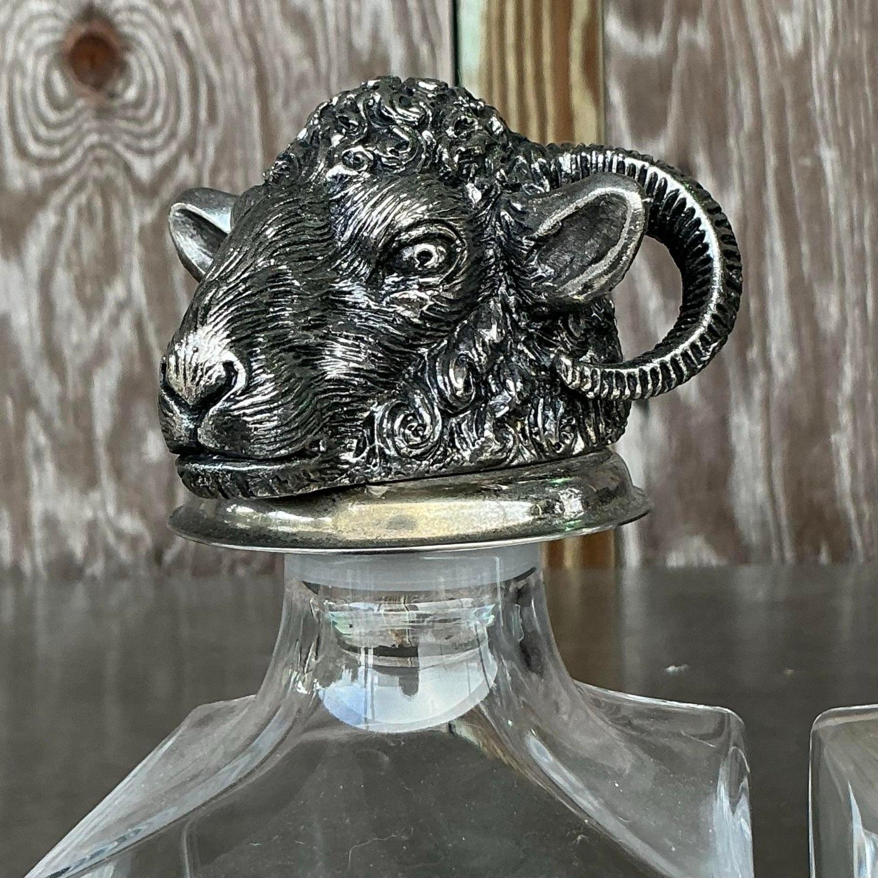 Vintage Boho Animal Head Decanters- Set of 4 2