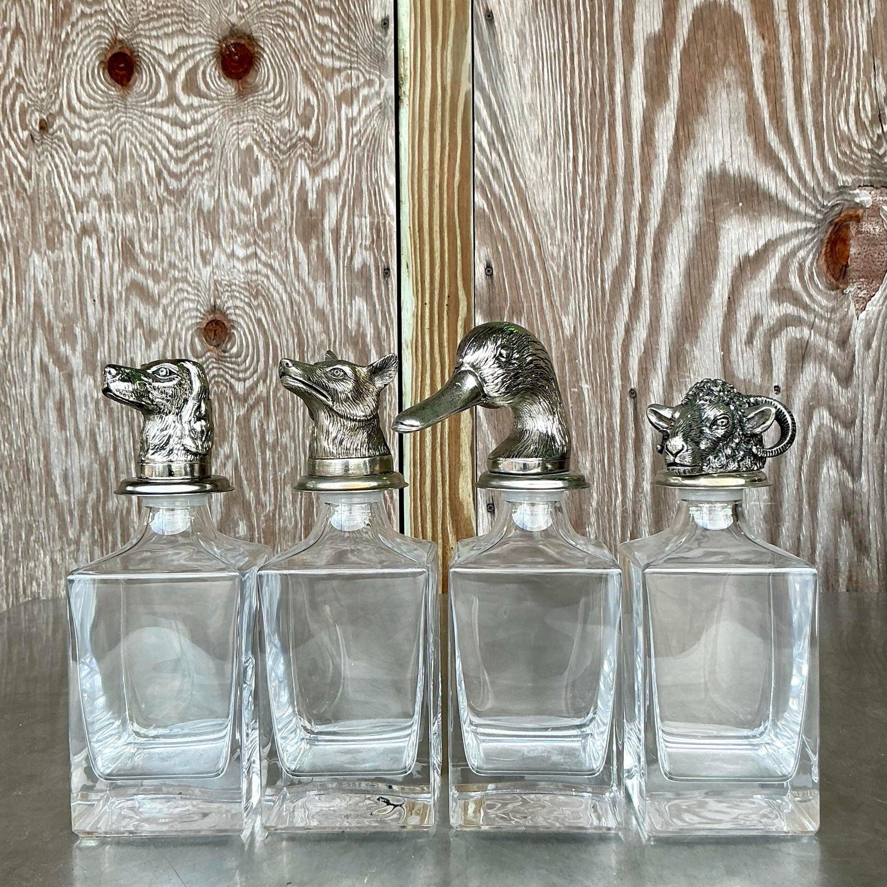 Vintage Boho Animal Head Decanters- Set of 4 3