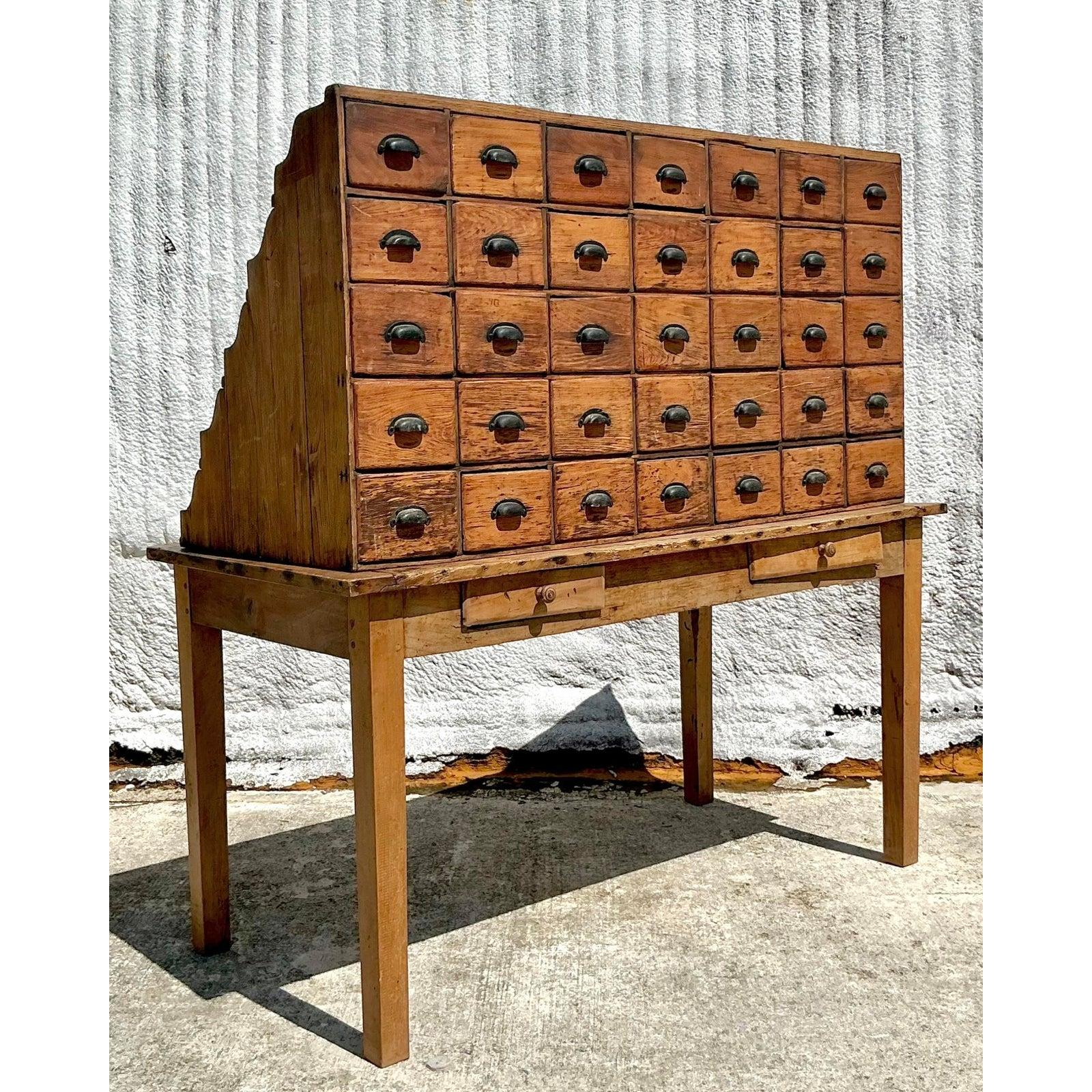 Vintage Boho Apothecary Chest of Drawers In Good Condition For Sale In West Palm Beach, FL