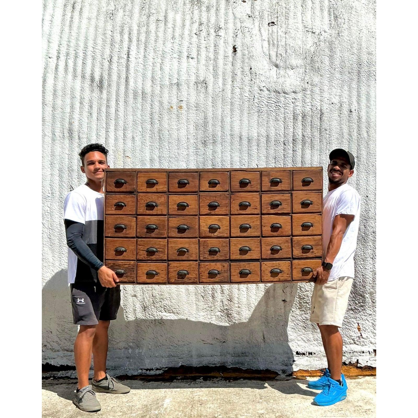 20th Century Vintage Boho Apothecary Chest of Drawers For Sale