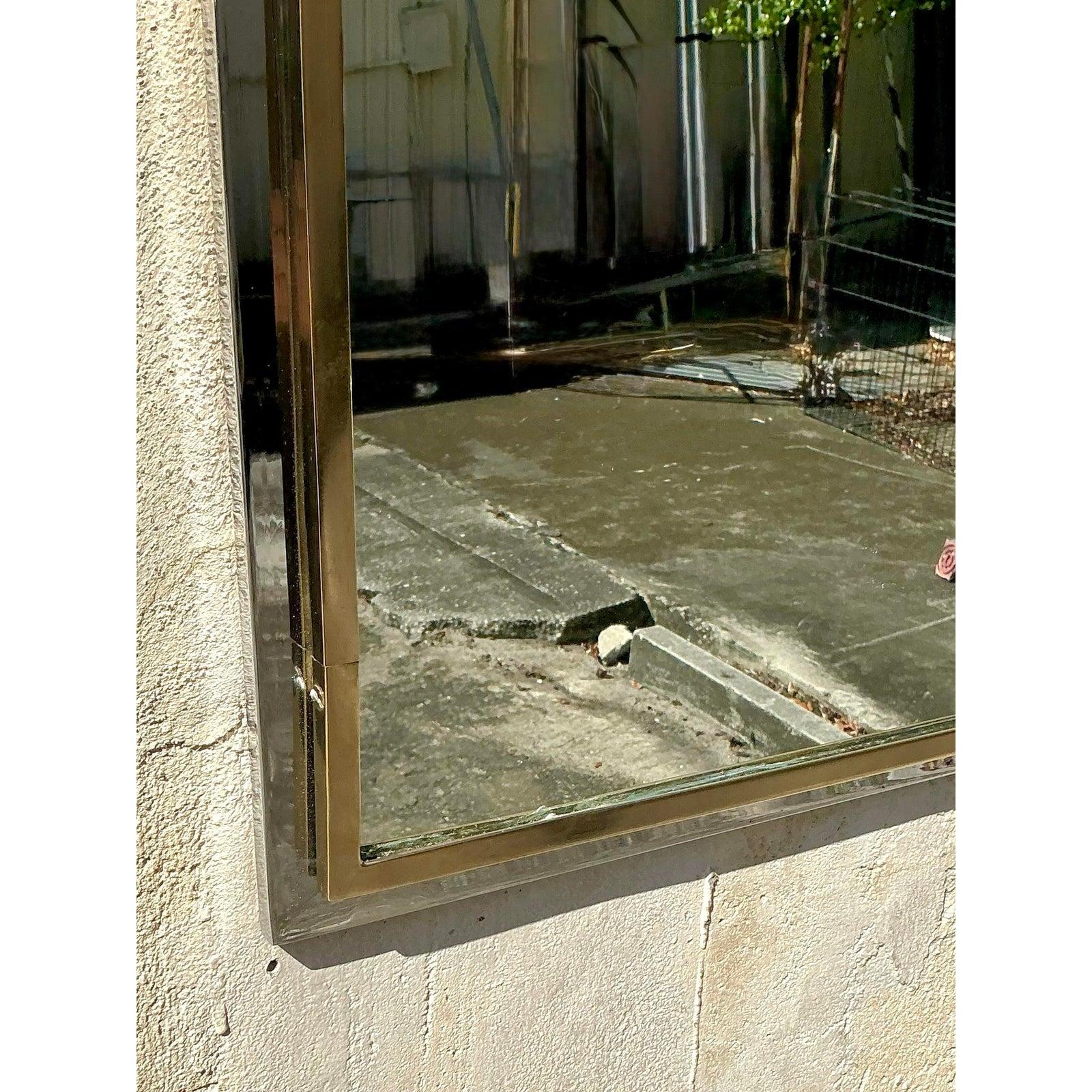 Specchio ad arco in ottone e cromo vintage Boho in vendita 2