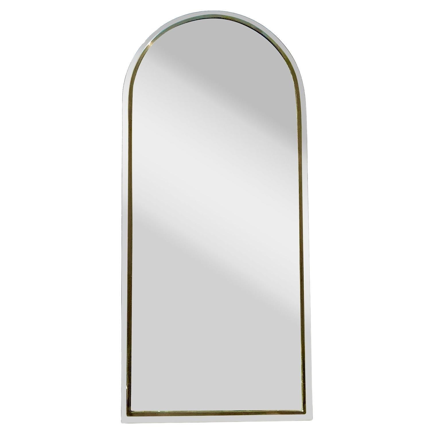 Vintage Boho Arched Chrome and Brass Mirror