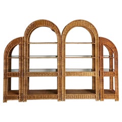 Vintage Boho Arched Rattan Etagere
