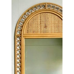 Vintage Boho Arched Rattan Rings Mirror