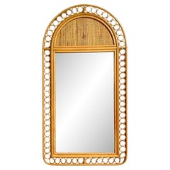 Vintage Boho Arched Rattan Rings Mirror