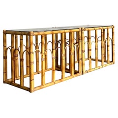 Vintage Boho Arched Rattan Side Table