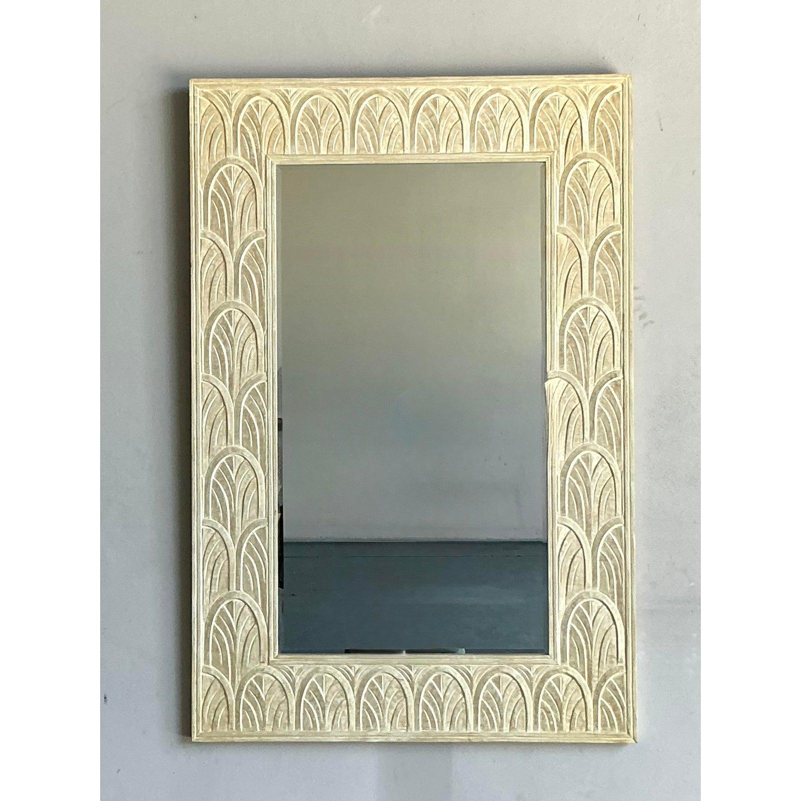 Espejo de madera arqueado vintage boho en Bueno estado para la venta en West Palm Beach, FL