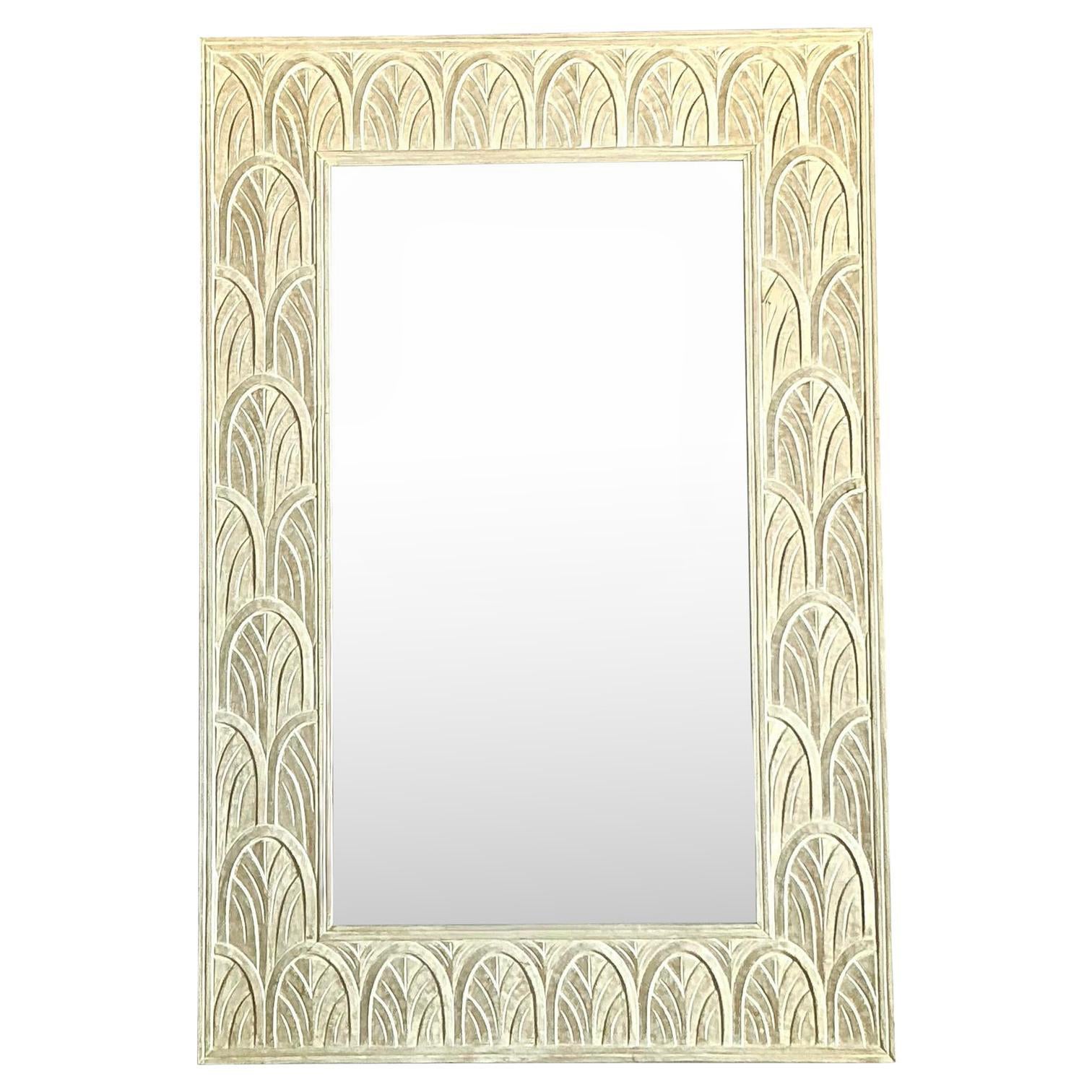 Specchio ad arco in legno vintage Boho