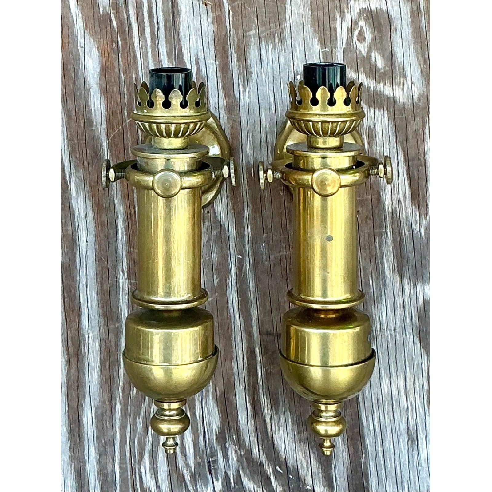Vintage Boho Architectural Brass Wandleuchter - ein Paar 6