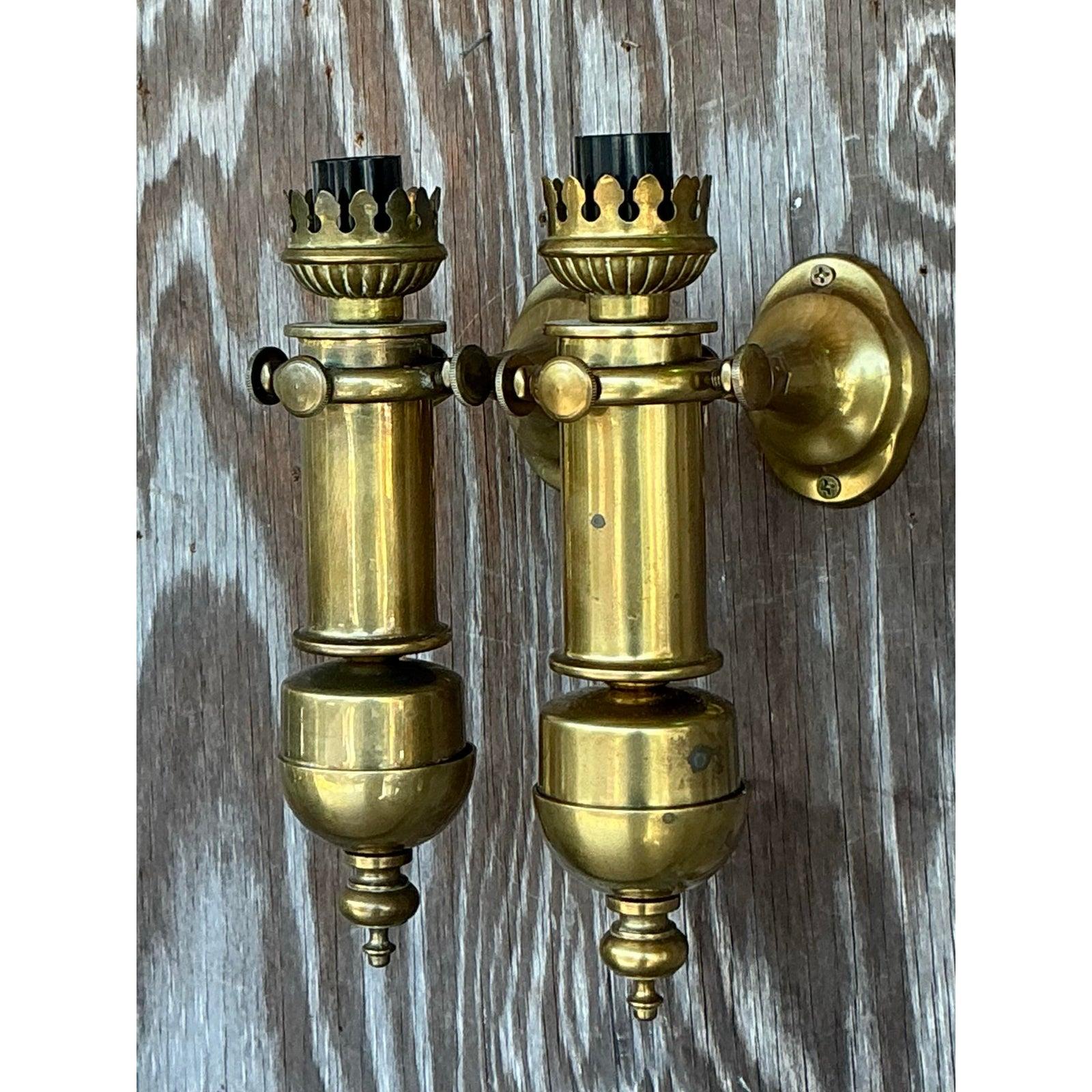 Vintage Boho Architectural Brass Wandleuchter - ein Paar 1