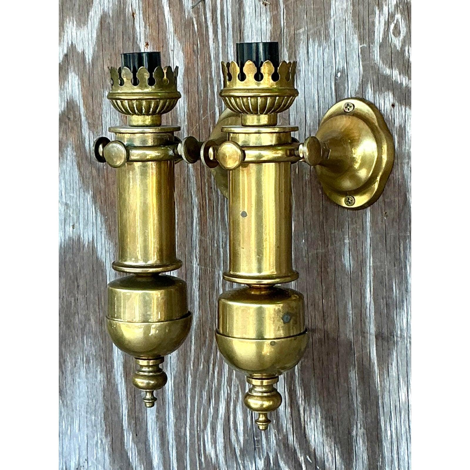Vintage Boho Architectural Brass Wandleuchter - ein Paar 2