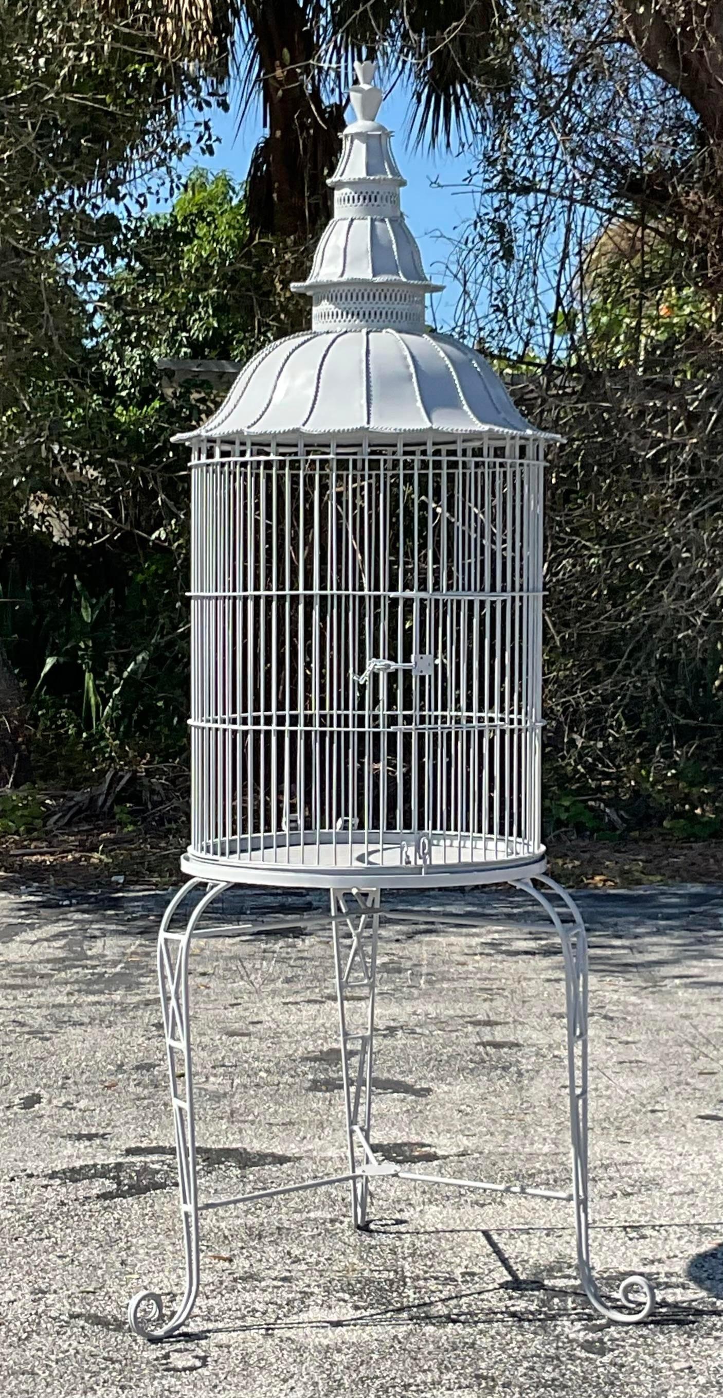 Contemporary Vintage Boho Architectural Iron Bird Cage