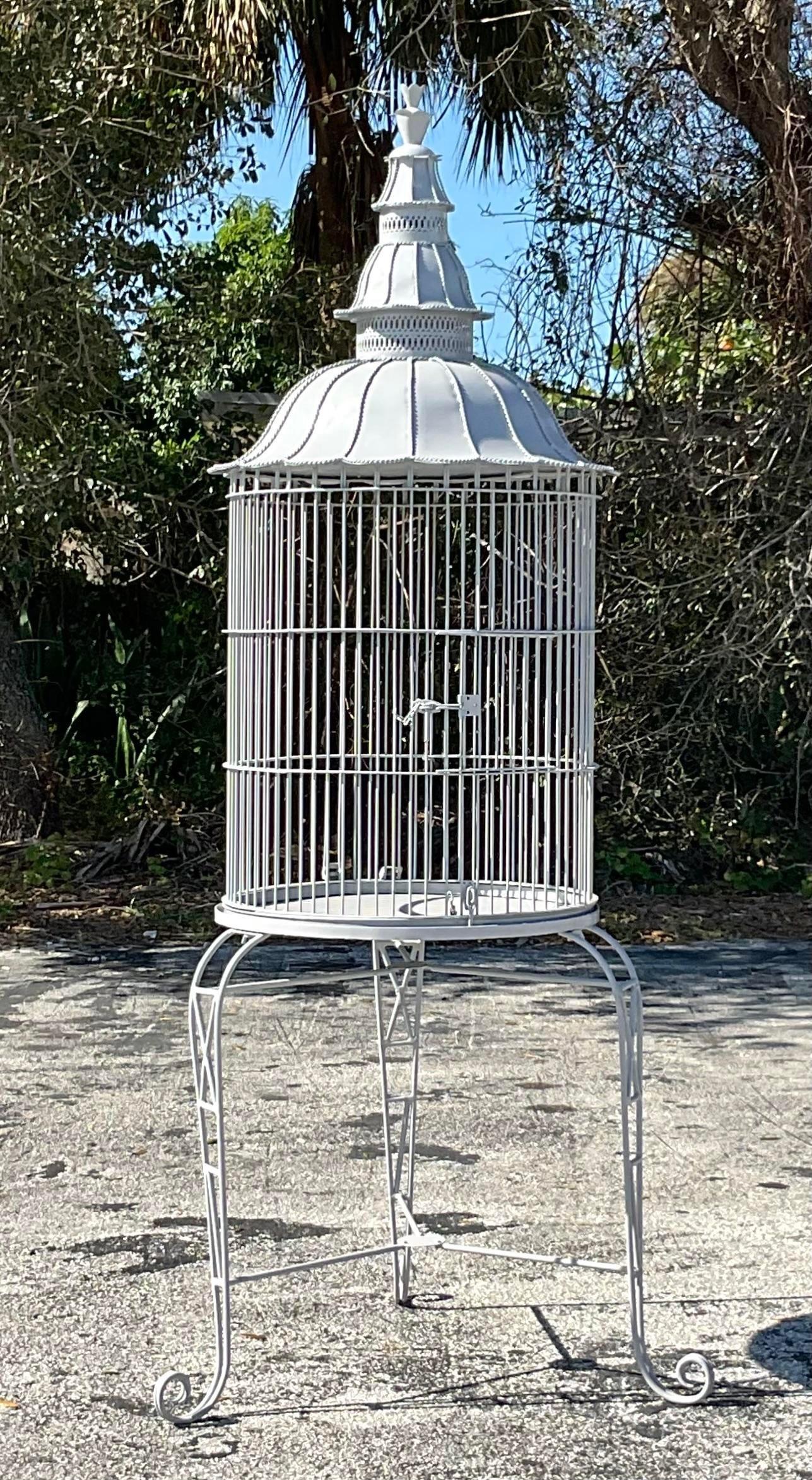 Vintage Boho Architectural Iron Bird Cage 1