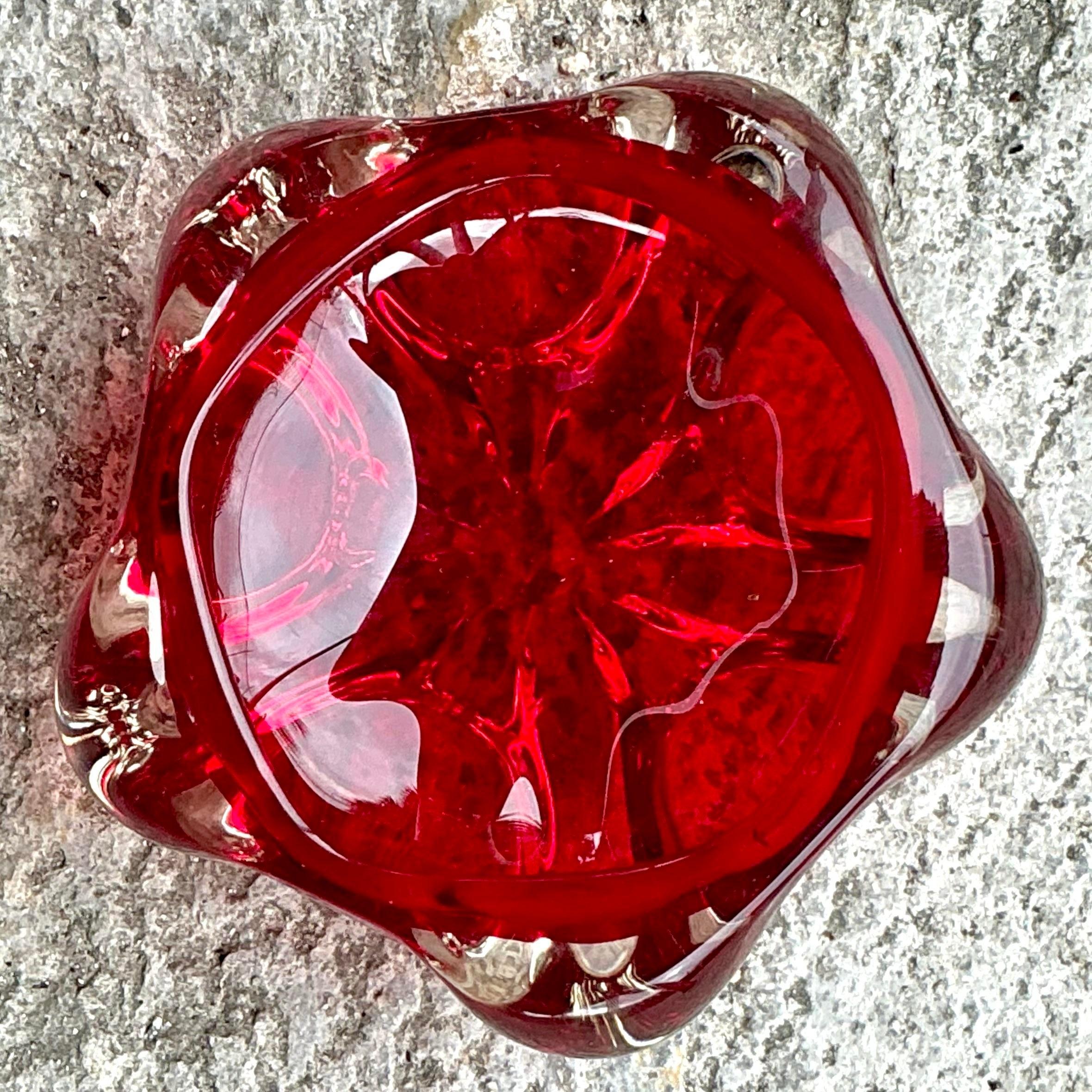 Mid-Century Modern Bol en verre d'art Boho d'après Murano en vente
