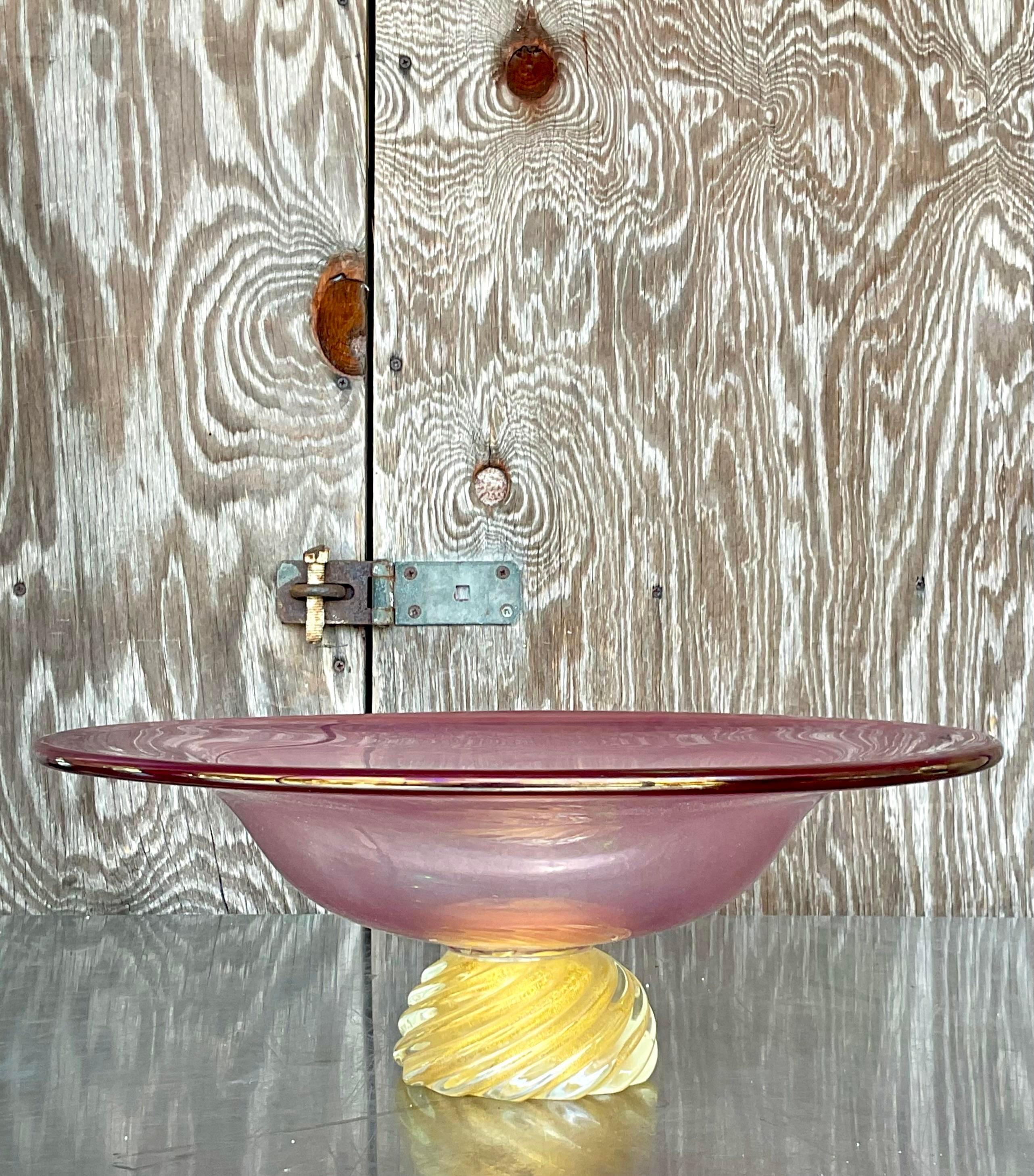 Italian Vintage Boho Art Glass Bowl For Sale