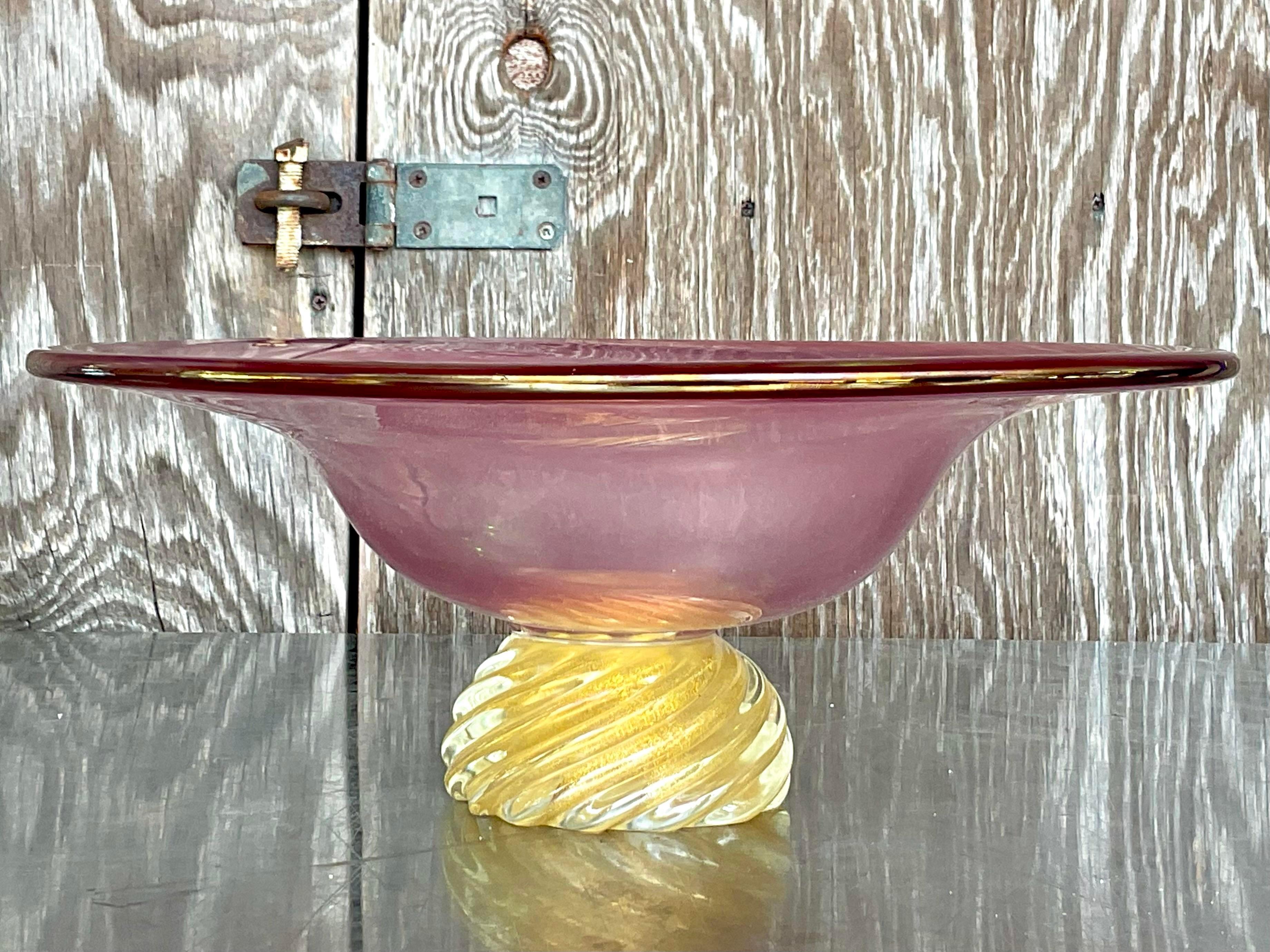 Vintage Boho Art Glass Bowl For Sale 1