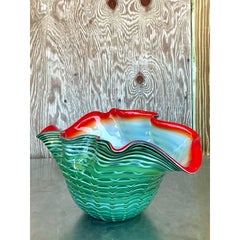 Vintage Boho Kunst Glas Tafelaufsatz Schale