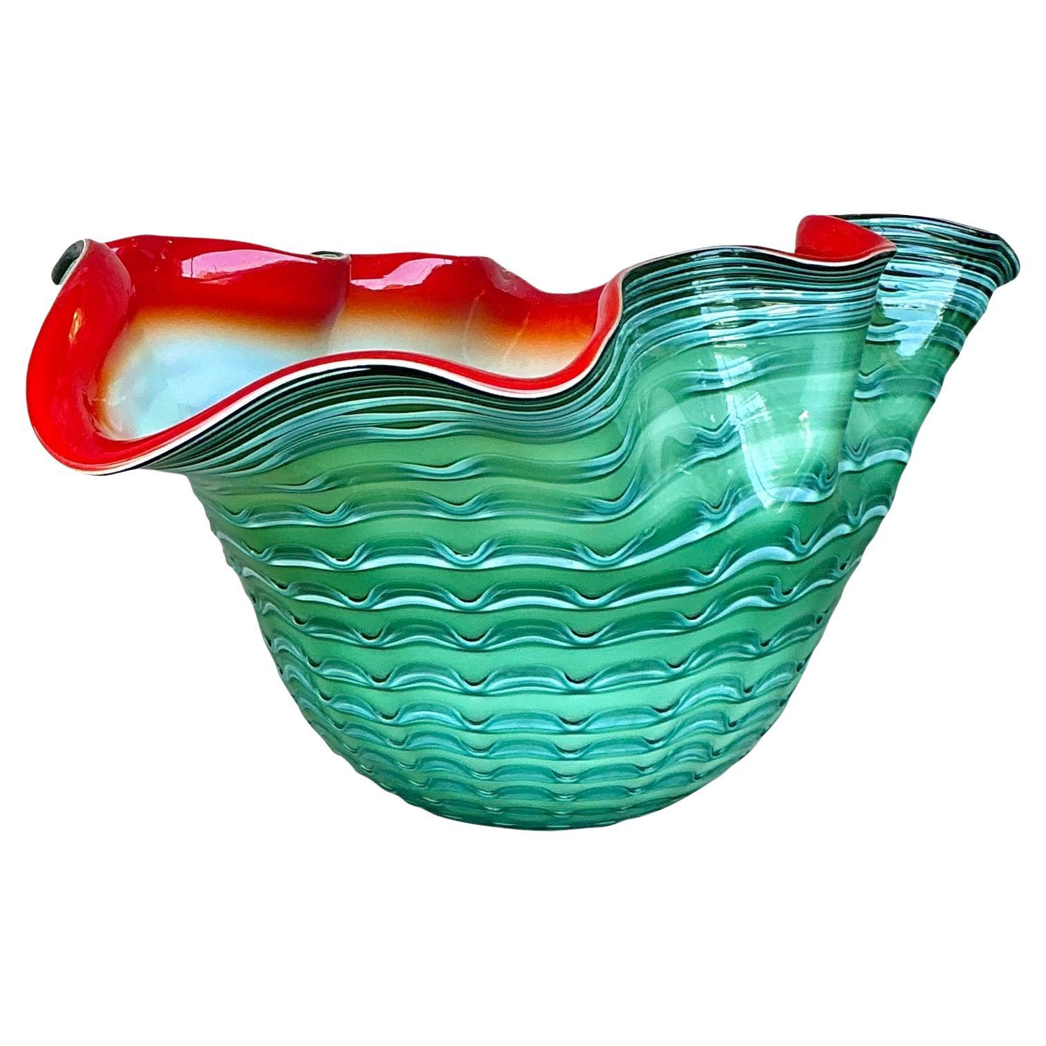 Vintage Boho Kunst Glas Tafelaufsatz Schale
