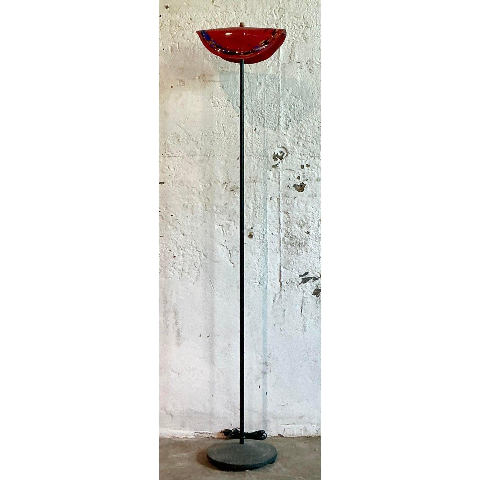 Lámpara de pie Vintage Boho Art Glass After Murano Italiano en venta