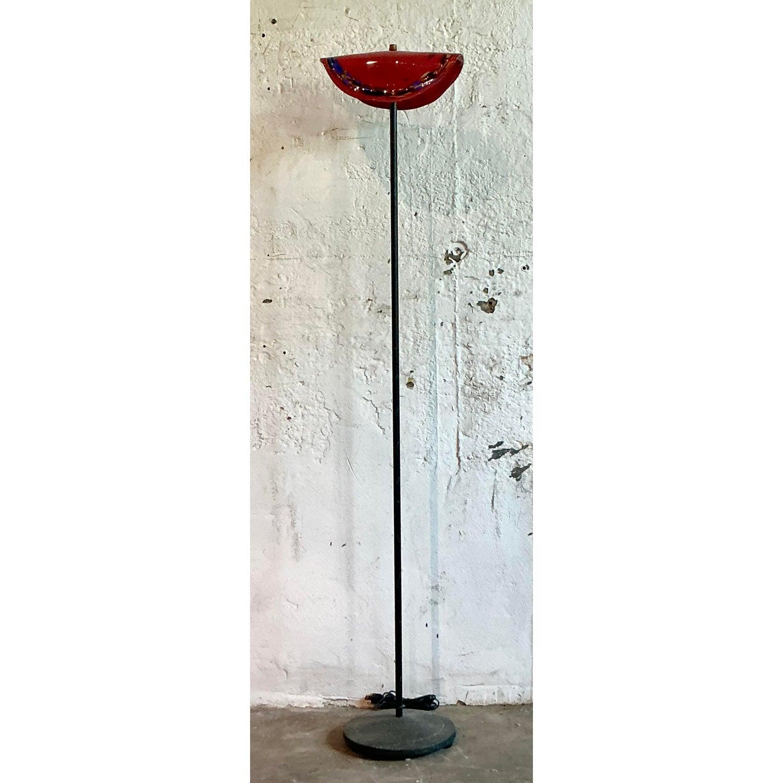 Lámpara de pie Vintage Boho Art Glass After Murano en Bueno estado para la venta en West Palm Beach, FL