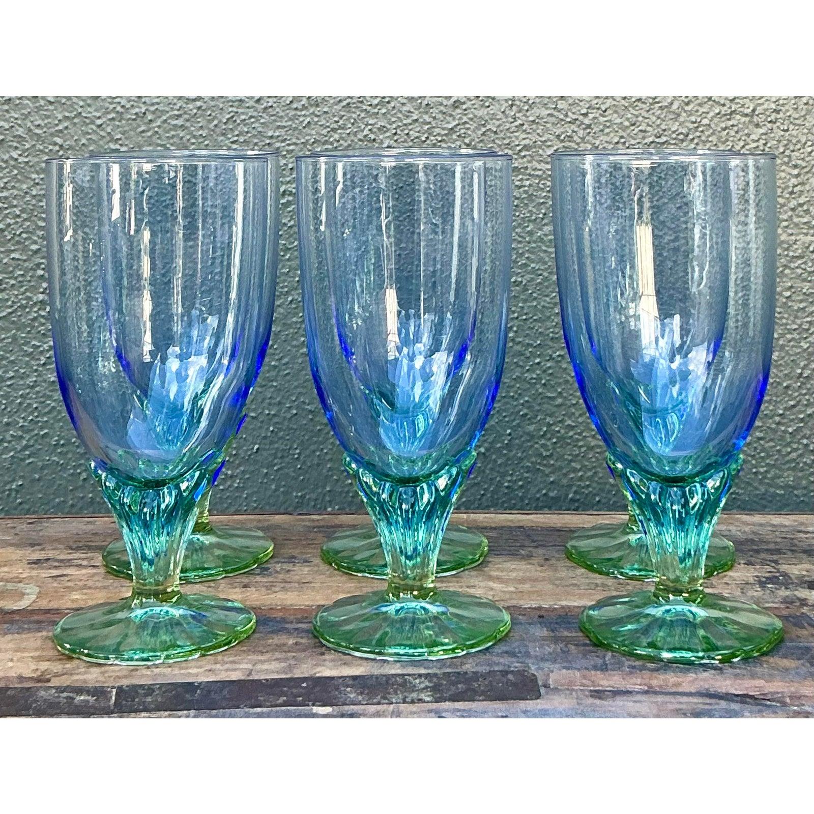 20th Century Vintage Boho Art Glass Goblets - Set of 6 For Sale