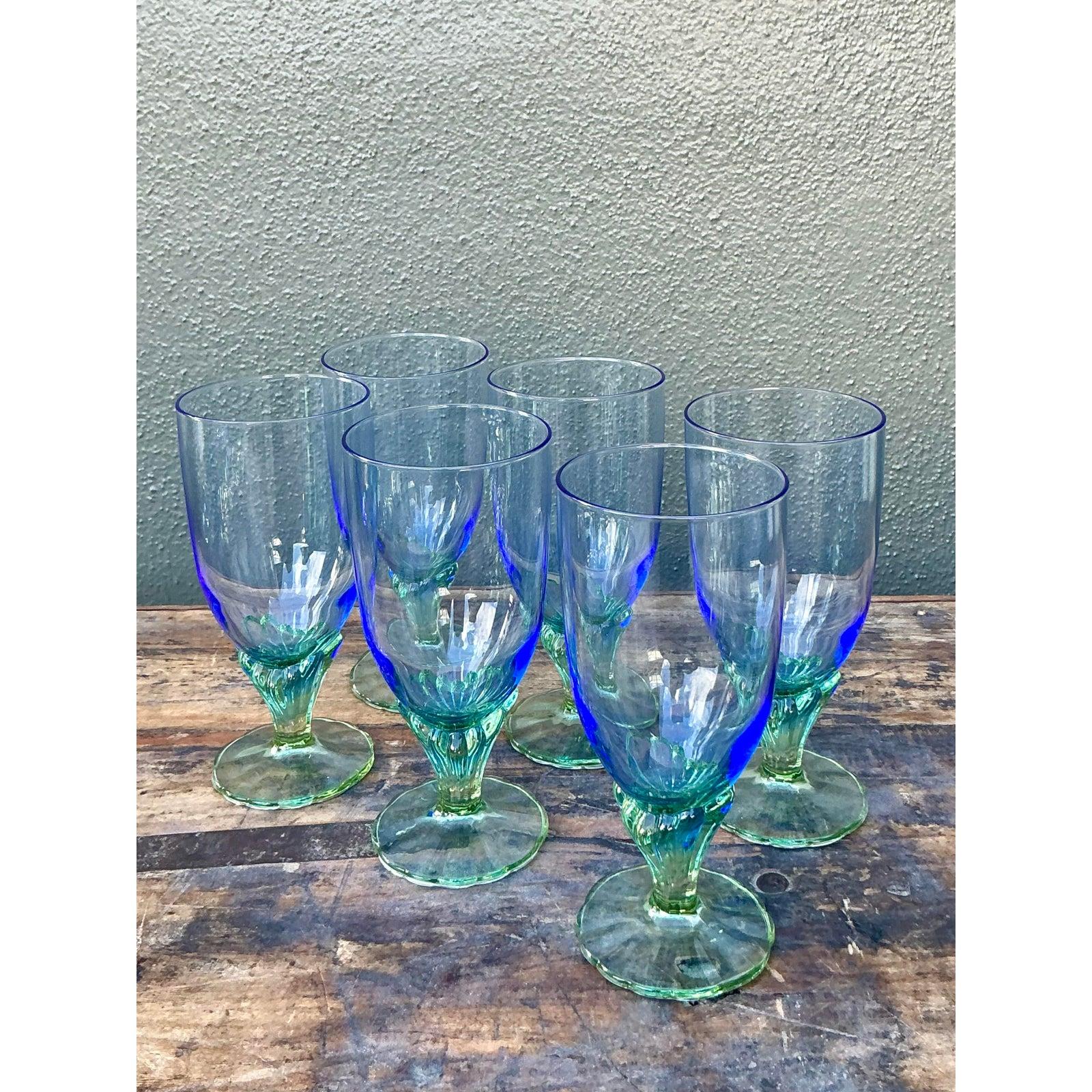 Vintage Boho Art Glass Goblets - Set of 6 For Sale 2