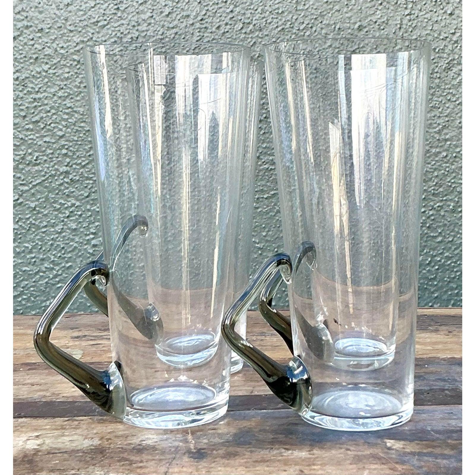 Vintage Boho Art Glas Highballs - Satz von vier (Minimalistisch) im Angebot